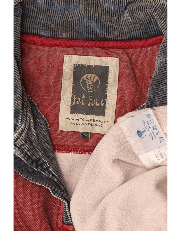 FAT FACE Мужской свитшот с рисунком на молнии и воротником-стойкой, джемпер среднего красного цвета, хлопок