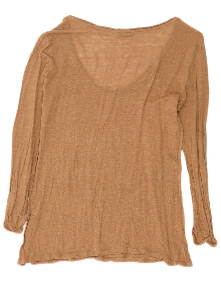 Женский топ Massimo Dutti с длинным рукавом UK 14, большой коричневый в крапинку
