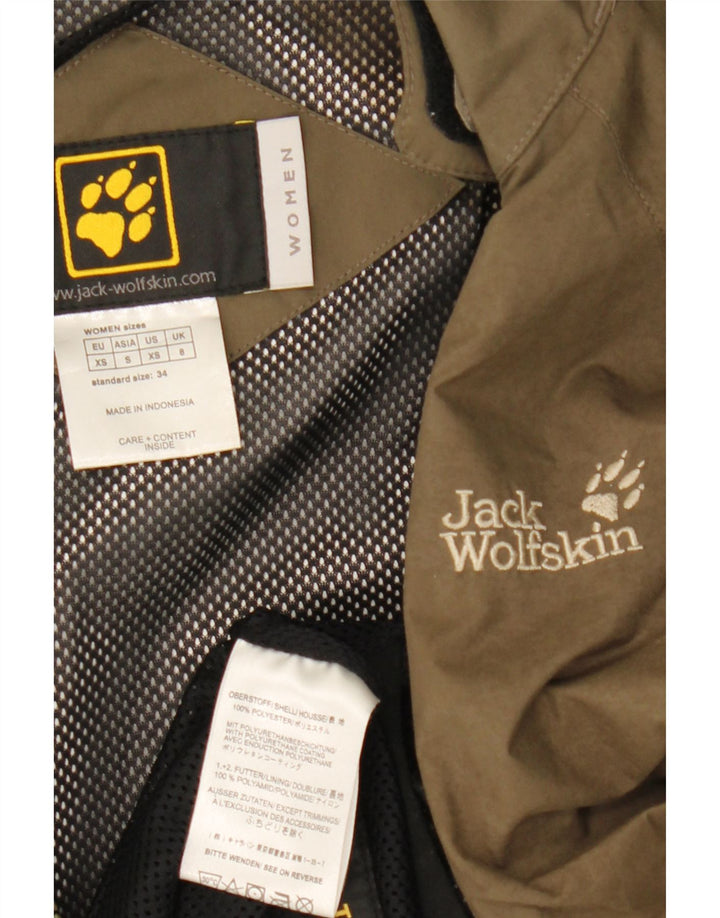 Женская дождевик с капюшоном Jack Wolfskin UK 8, маленький, цвет хаки, полиэстер