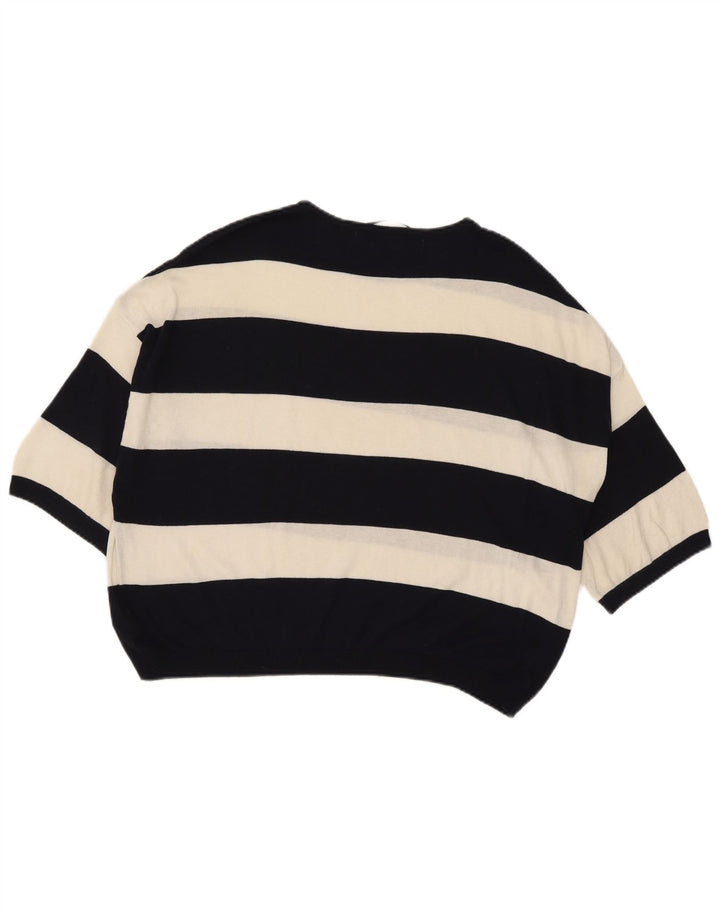 Женская блузка оверсайз с рукавом 1/2 Zara UK 12, средний размер, белая полоска