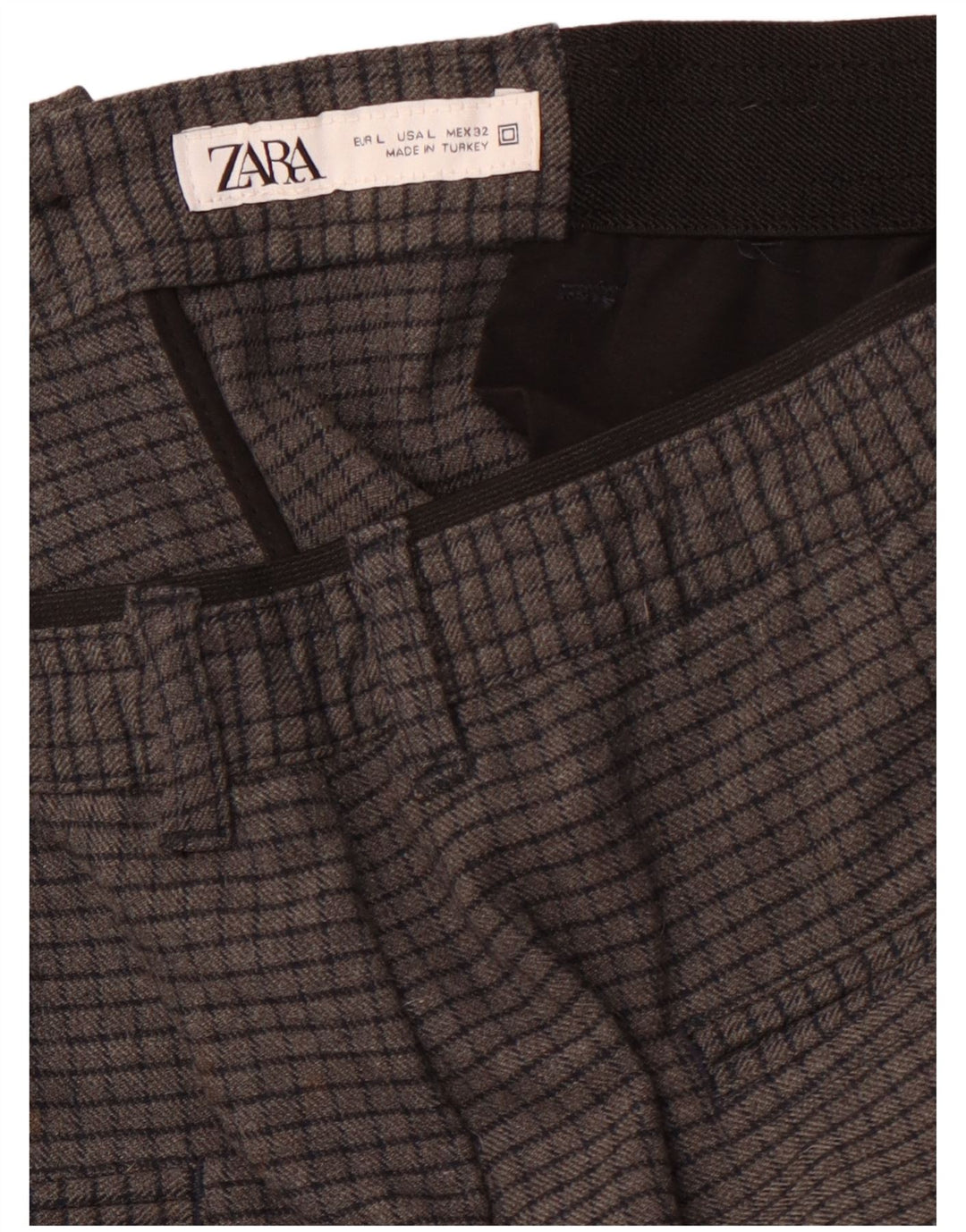 Женские зауженные брюки чинос ZARA, большие W34 L27, серые в клетку