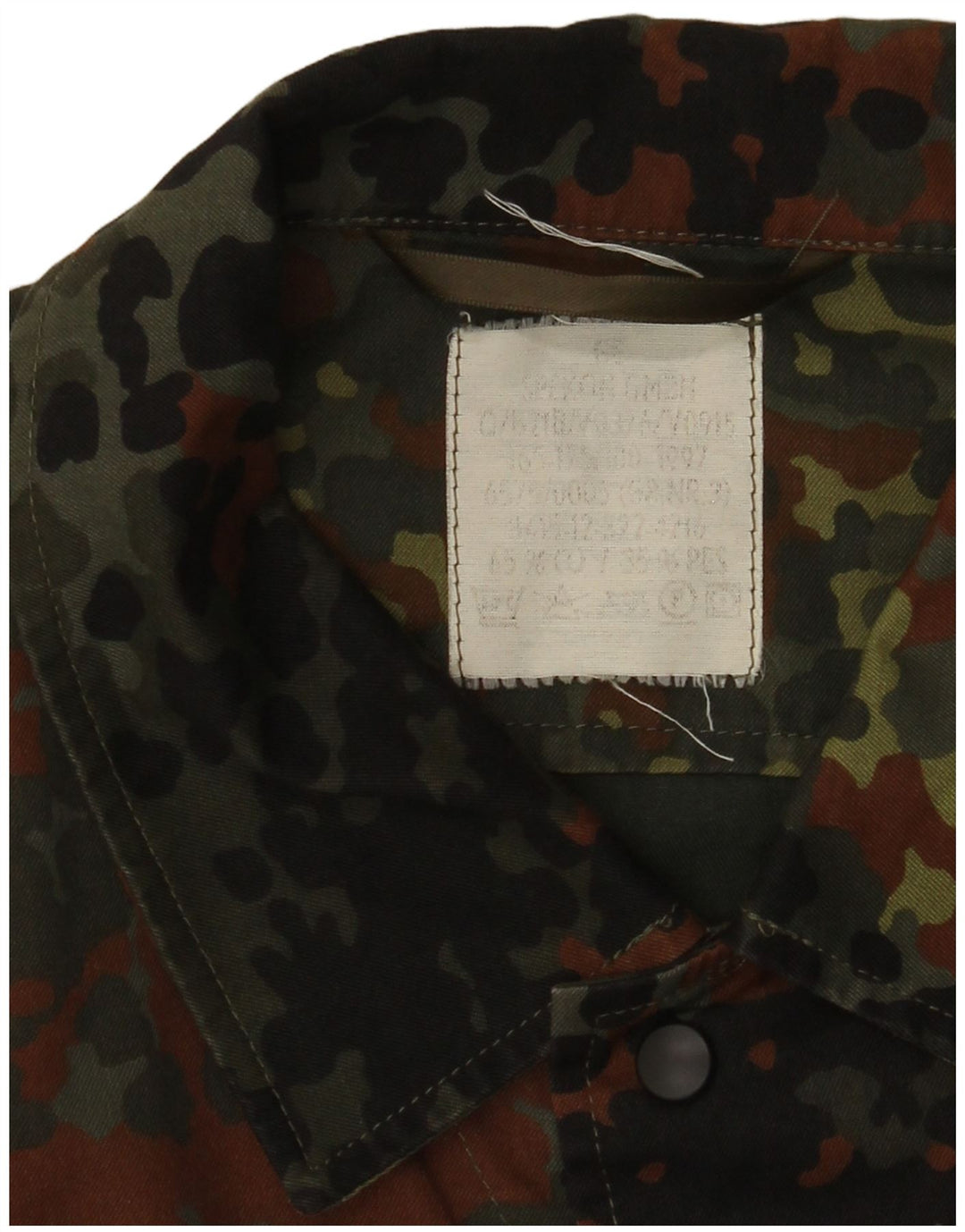 Винтажная мужская рубашка в стиле милитари UK 38, камуфляжный хлопок среднего цвета хаки