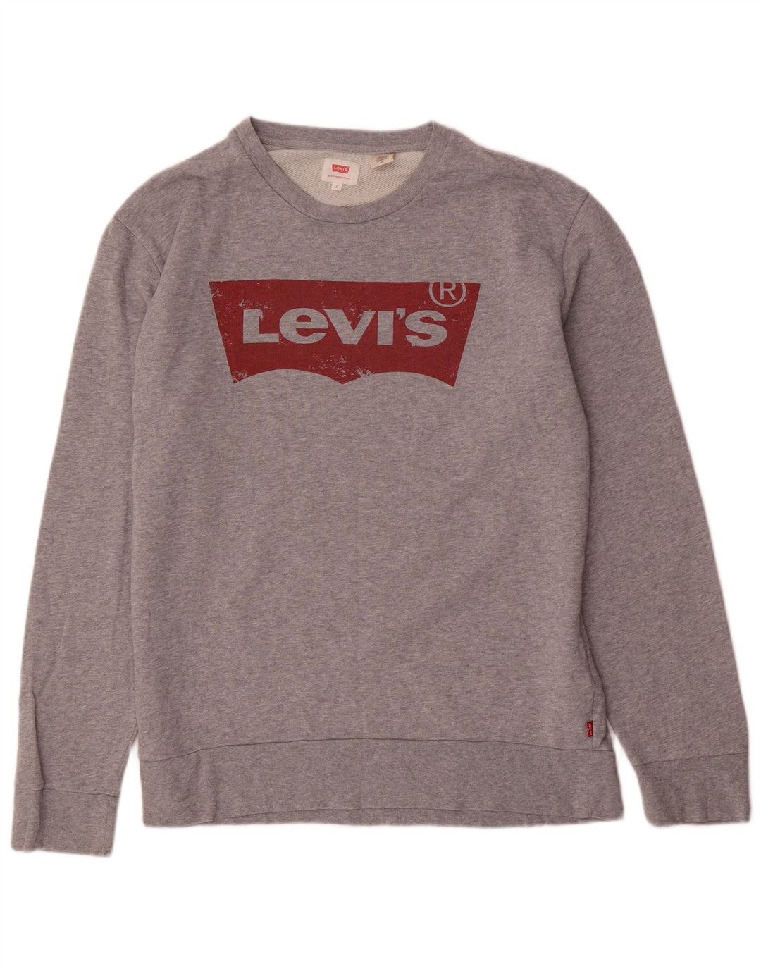 Мужской свитшот с рисунком Levi's, большой серый хлопковый джемпер в крапинку