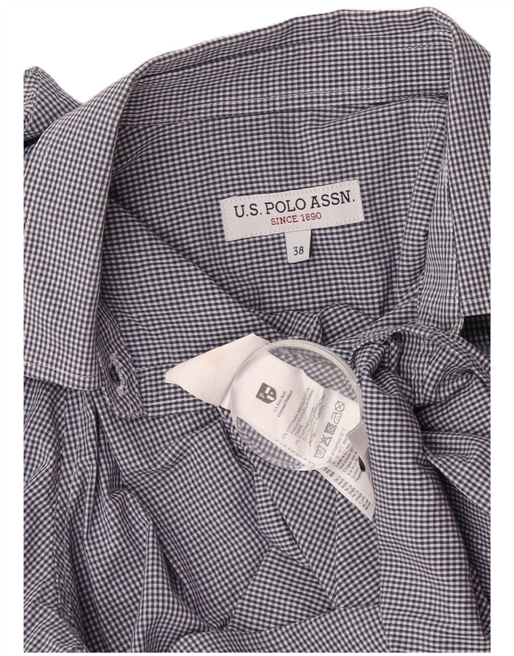 Ассоциация поло США. Женская рубашка EU 38, средний темно-синий, хлопок в мелкую клетку