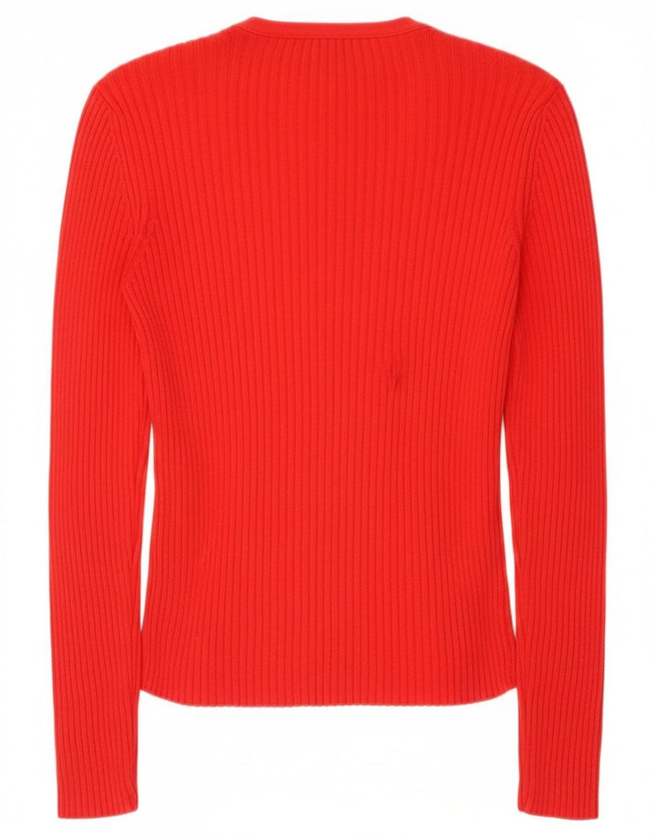 Женский кардиган Benetton UK 12, хлопковый средний красный цвет