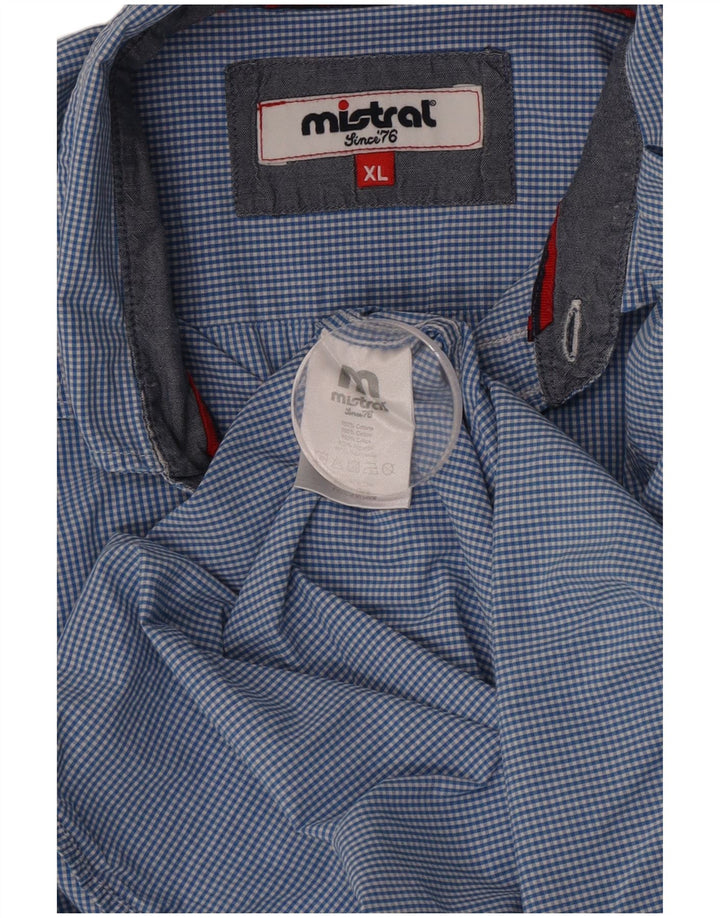Мужская рубашка Mistral XL, синяя, хлопок в мелкую клетку