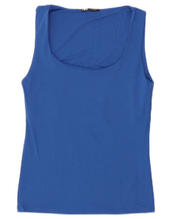 Женский жилет Zara UK 12, средний синий полиамид
