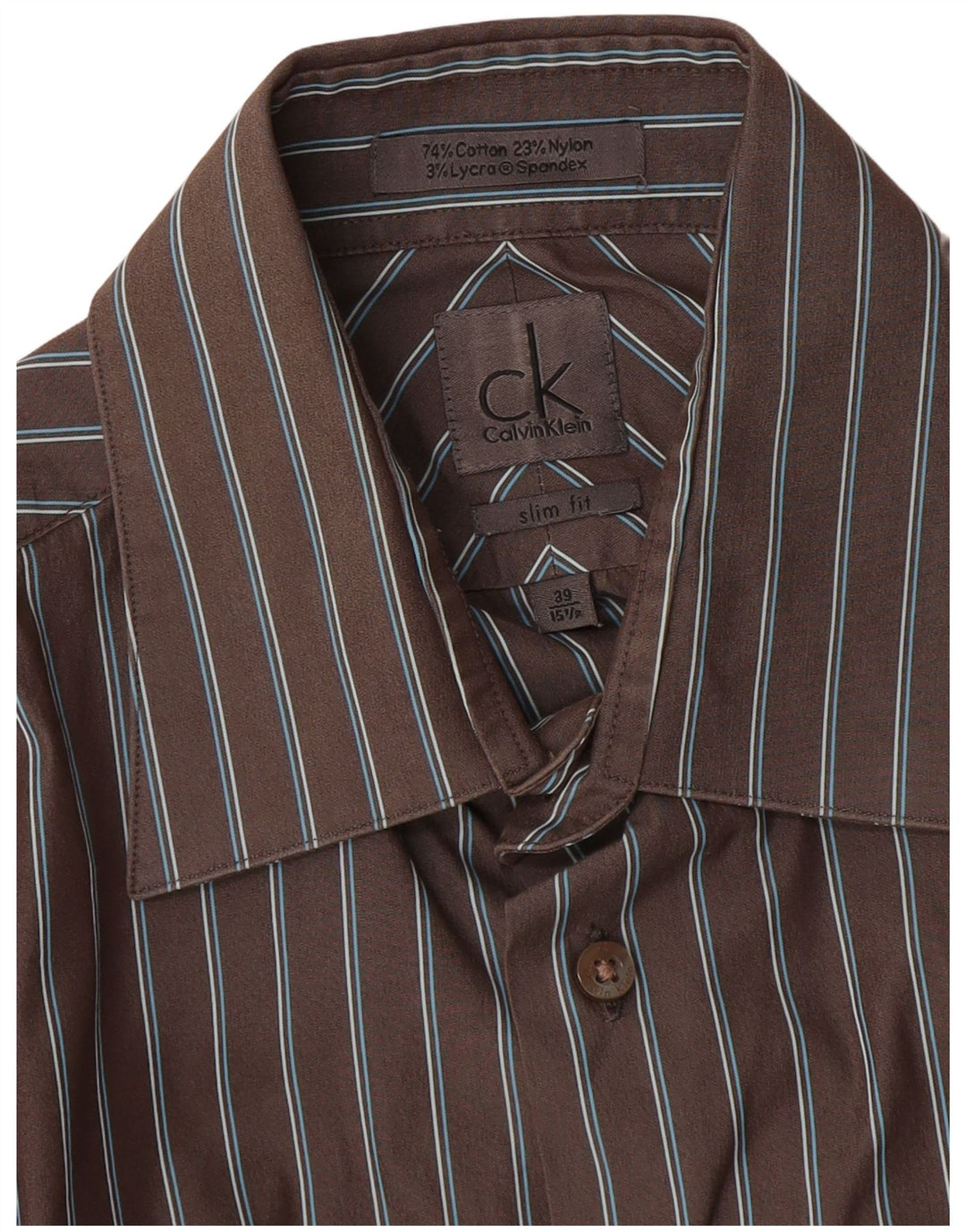 Мужская рубашка приталенного кроя Calvin Klein, размер 39 15 1/2, средний серый в тонкую полоску