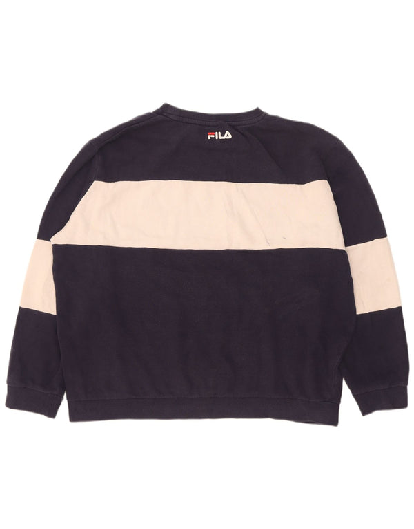 Мужской свитшот с рисунком Fila XL, темно-синий, хлопок с цветными блоками