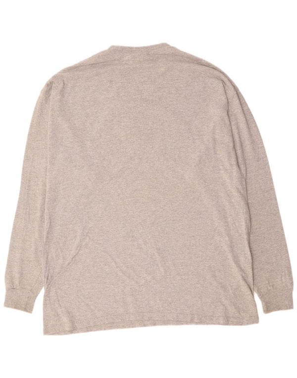 Мужской топ с рисунком PUMA, длинный рукав, серый хлопок, размер XL