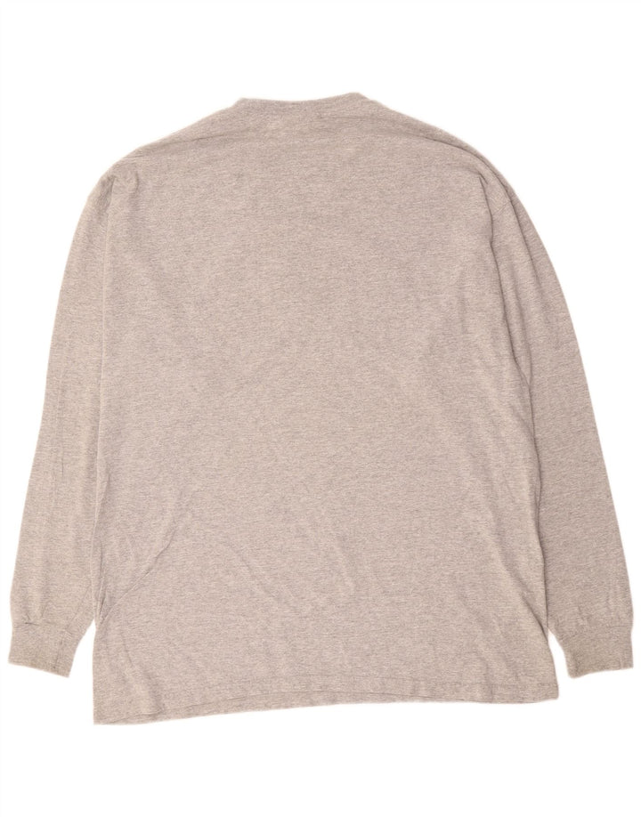 Мужской топ с рисунком PUMA, длинный рукав, серый хлопок, размер XL