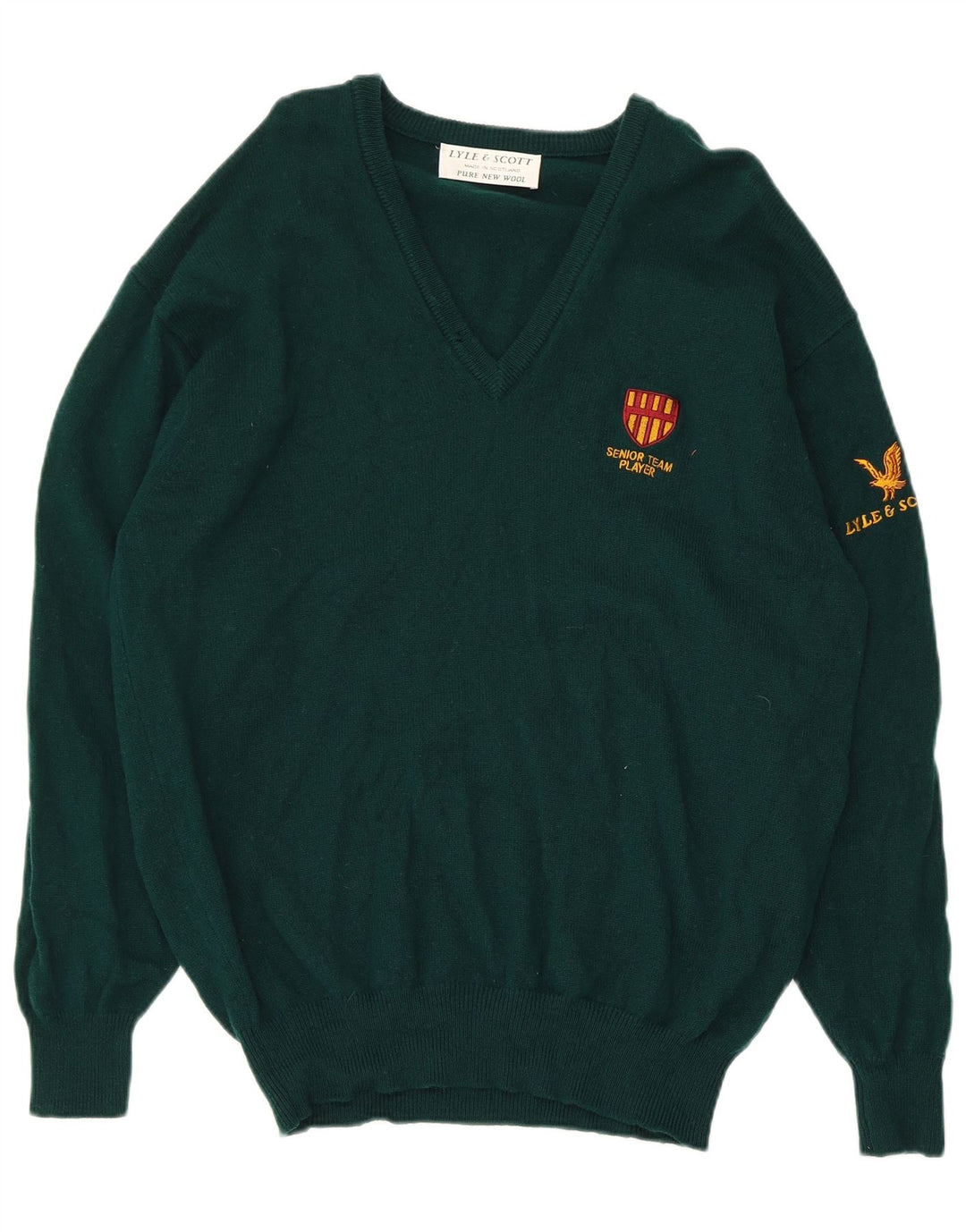 Мужской джемпер с v-образным вырезом Lyle & Scott, новый шерстяной свитер среднего зеленого цвета