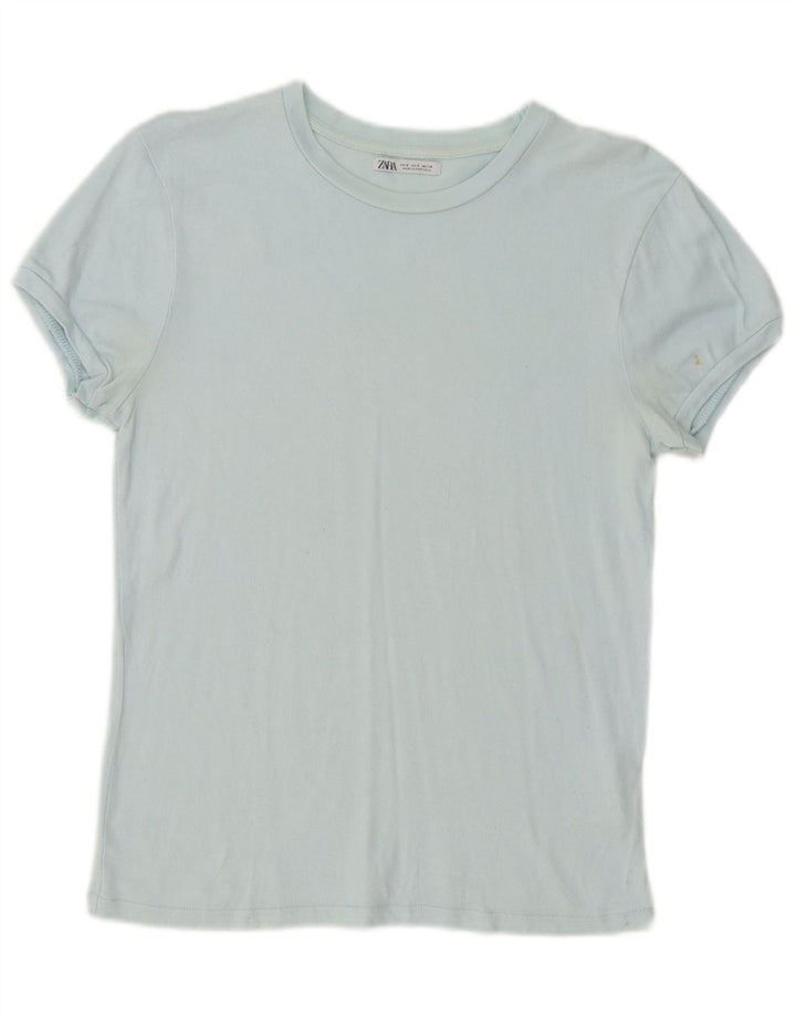 Женская футболка Zara Top UK 10, маленькая, синяя, вискоза