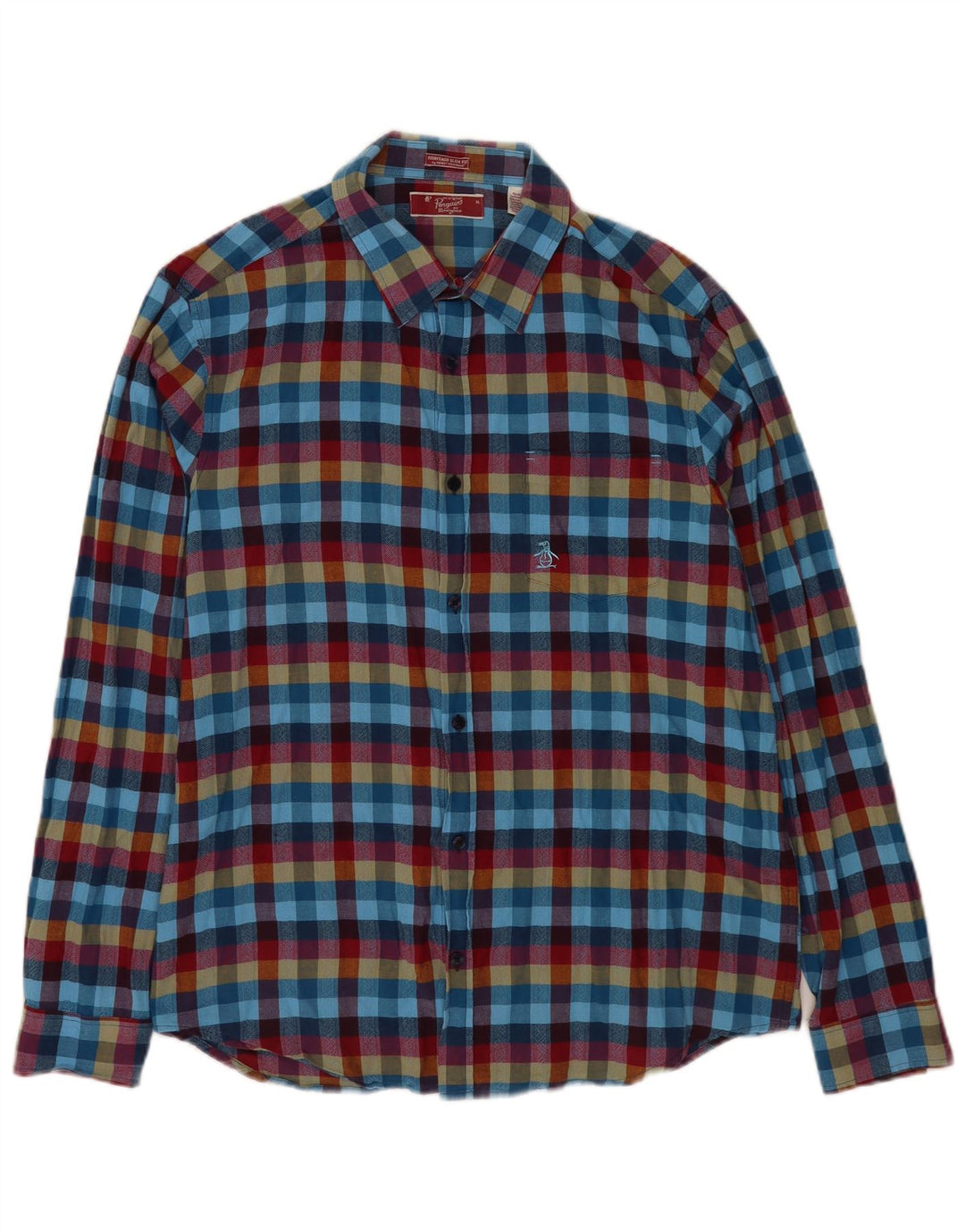 Мужская рубашка узкого кроя Penguin Heritage XL, хлопковая разноцветная клетка