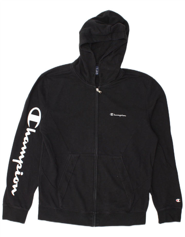 Мужской свитер с капюшоном и молнией с графическим рисунком Champion, большой черный