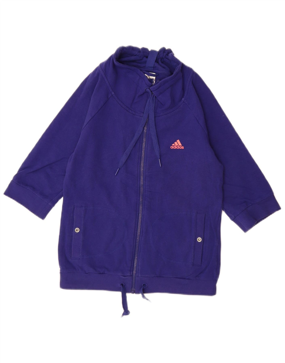 Женский свитер ADIDAS с рукавом 3/4, маленький синий хлопок, UK 10