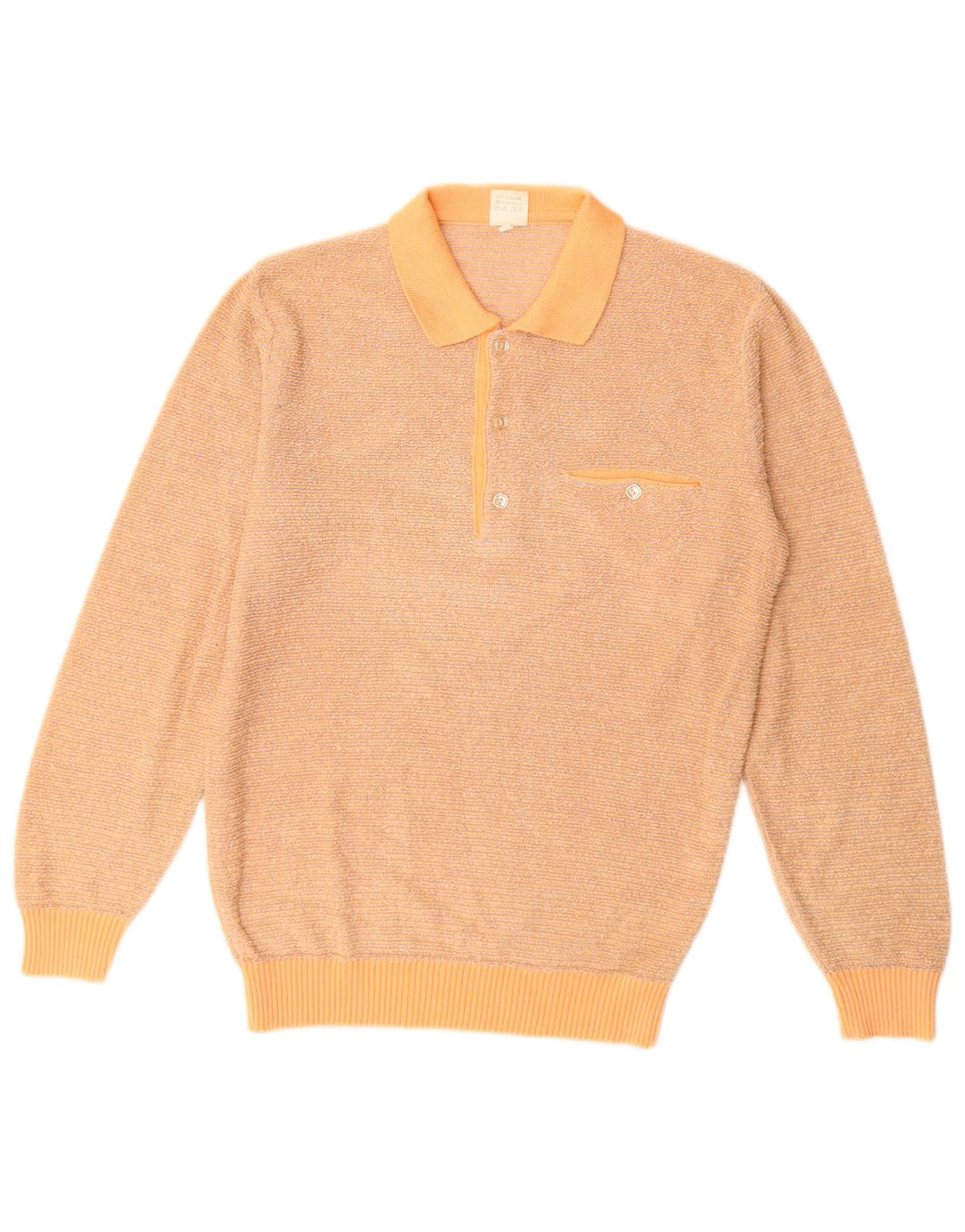 ВИНТАЖНЫЙ женский джемпер с воротником поло UK 14, хлопковый средний оранжевый цвет