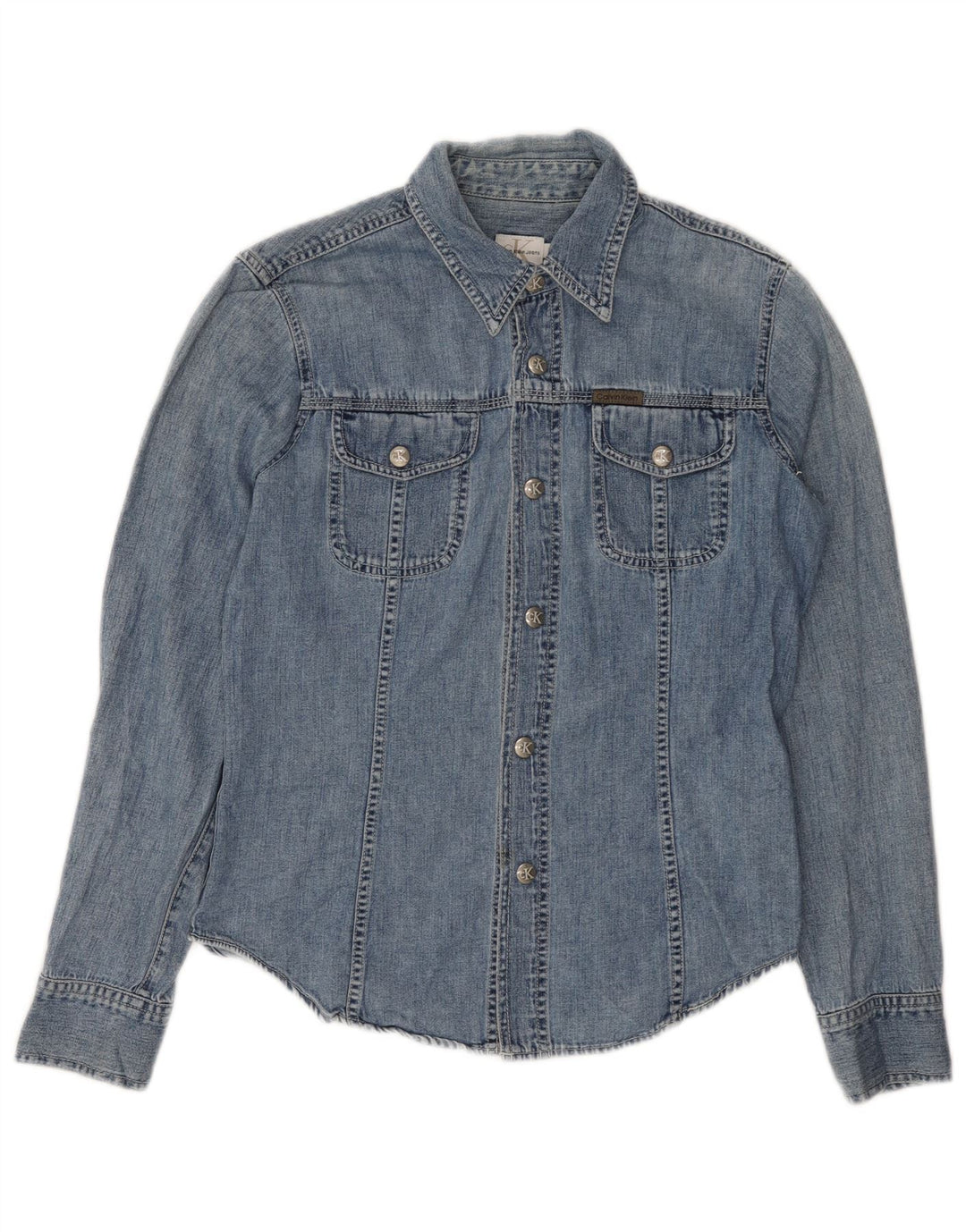 Женская джинсовая рубашка Calvin Klein Jeans, хлопок среднего синего цвета