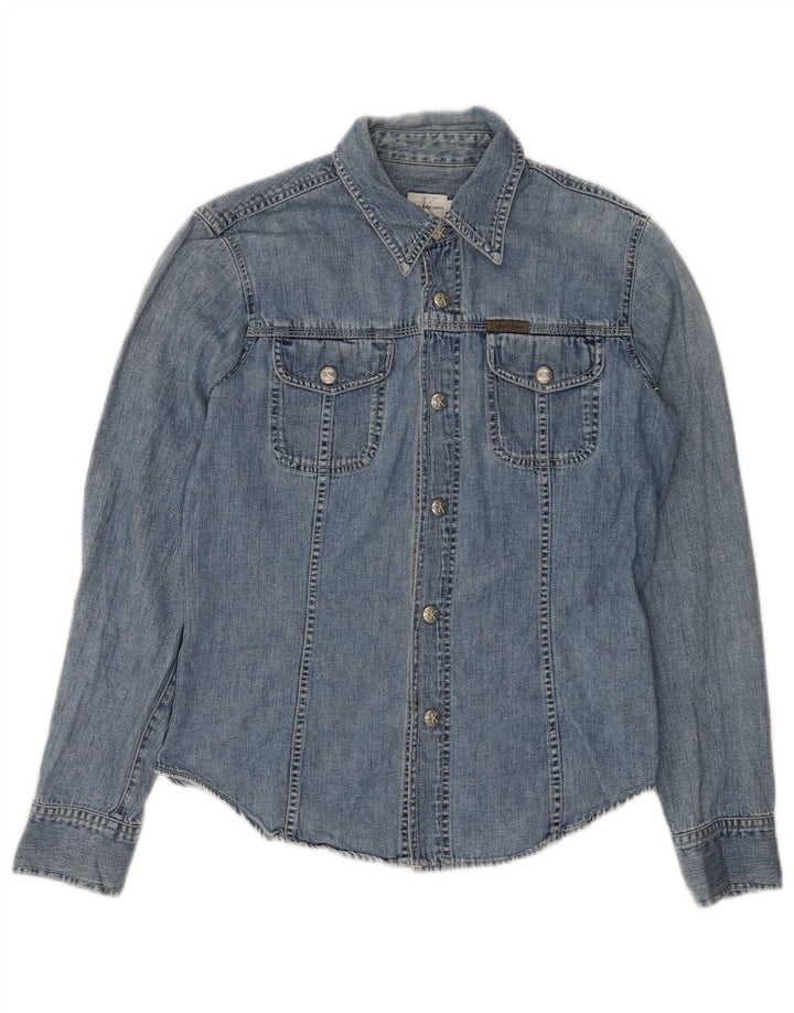 Женская джинсовая рубашка Calvin Klein Jeans, хлопок среднего синего цвета