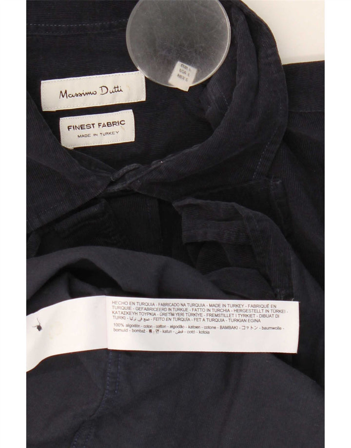 Мужская вельветовая рубашка Massimo Dutti, большой размер, темно-синий, хлопок