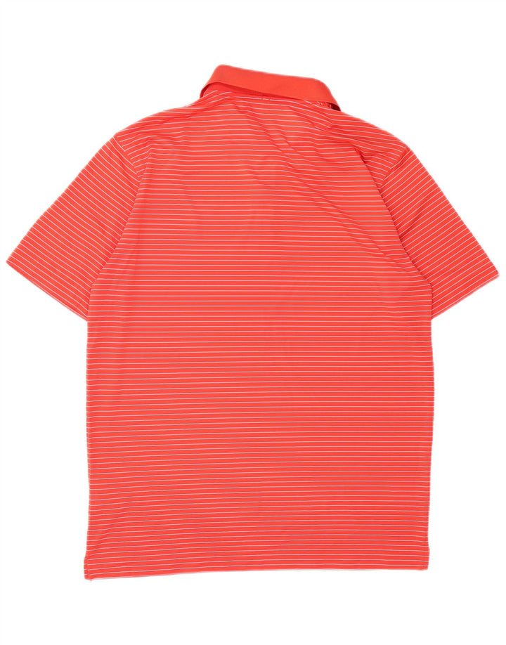 Мужская рубашка-поло Nike Dri Fit из полиэстера в красную полоску среднего размера