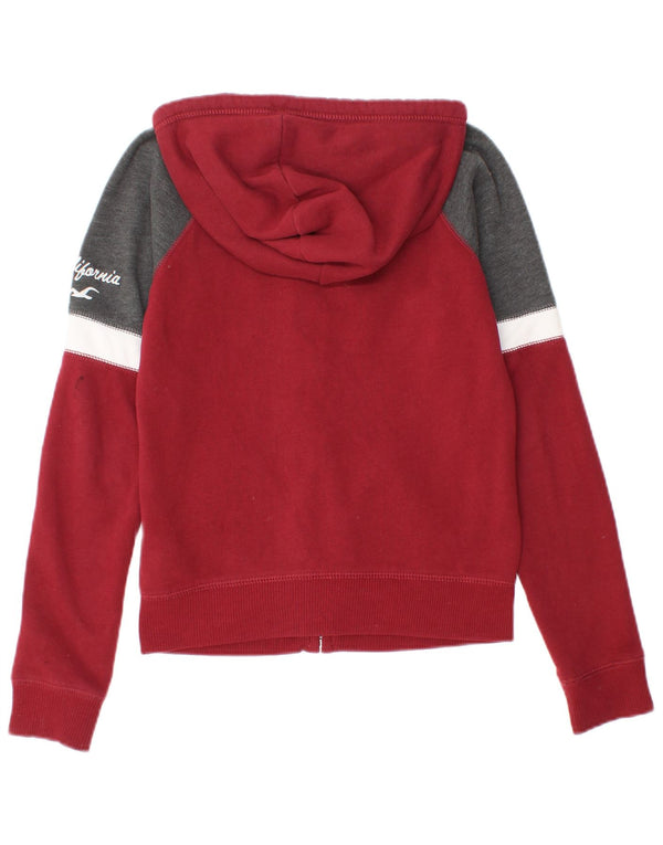 Женский свитер с капюшоном на молнии с графическим рисунком Hollister, Великобритания, 6 XS, красный, хлопок с цветными блоками