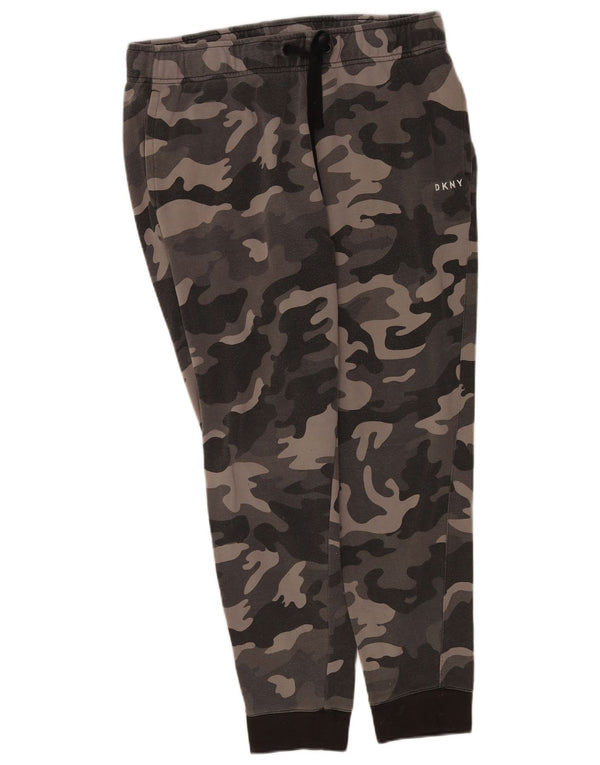 Dkny Womens Tracksuit Trousers Joggers UK 14 Large  Grey Camouflage Cotton