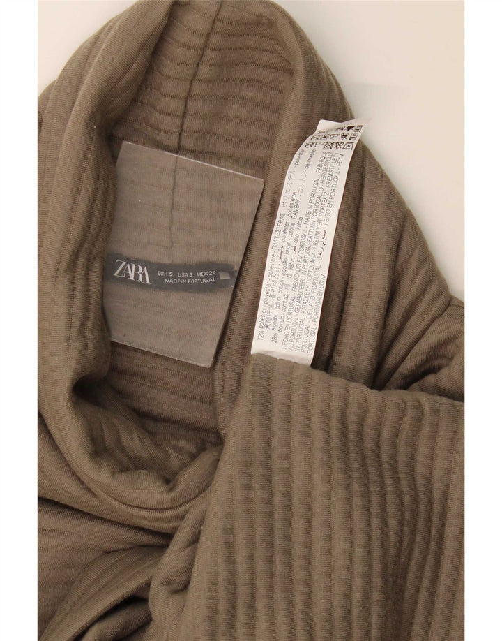 Женское платье свободного кроя Zara с рукавами 3/4, цвет UK 10, маленький, цвет хаки, полиэстер