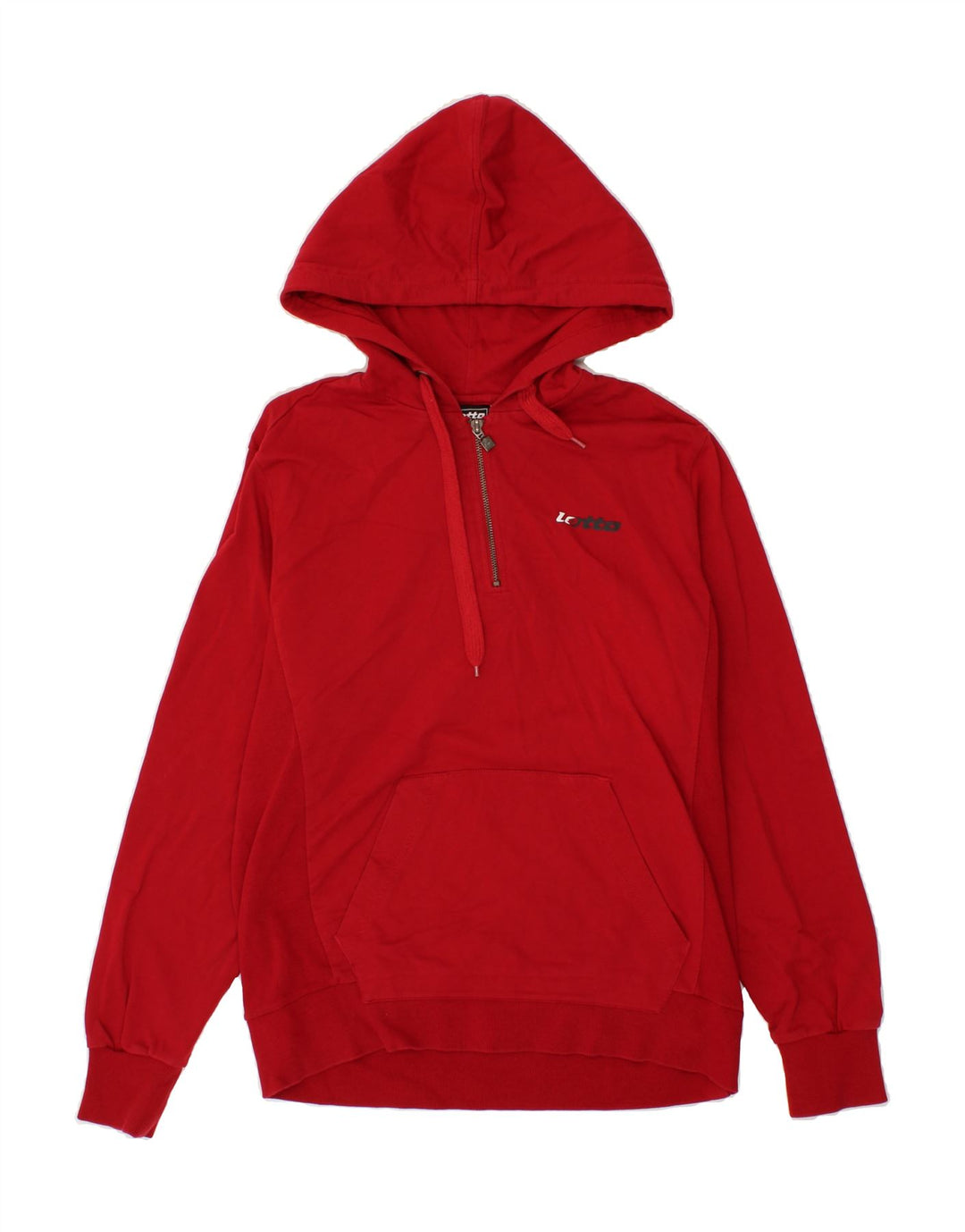 LOTTO Mens 1/4 Zip Hoodie Jumper Medium Red Cotton Vintage Lotto and Second-Hand Lotto from Messina Hembry 