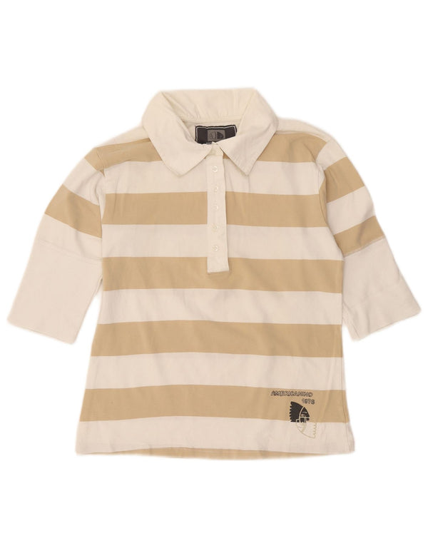 Женская рубашка-поло для регби Americanino с рукавом 3/4, Великобритания, 18 XL, бежевая полоска