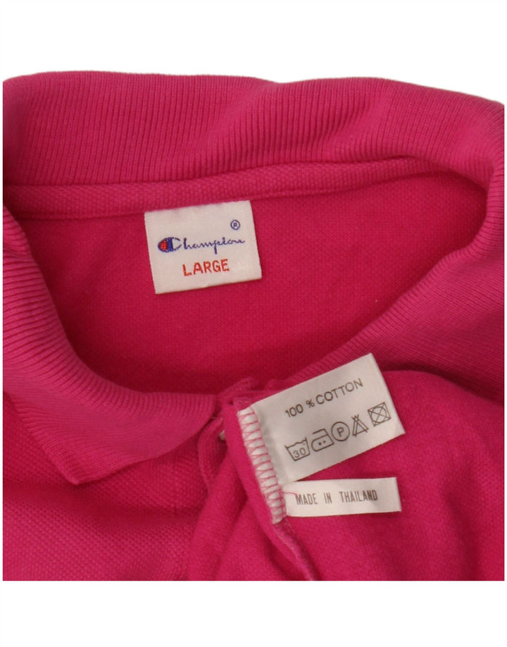 CHAMPION Mens Polo Shirt Large Pink Cotton