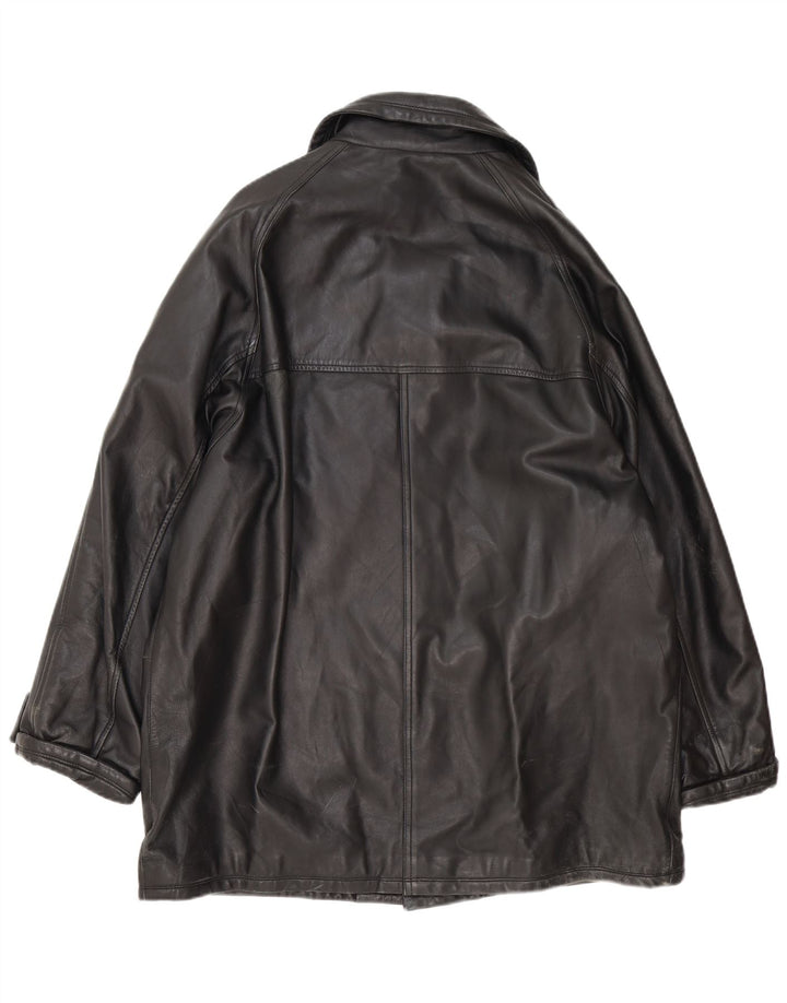 Винтажное женское кожаное пальто IT 54 3XL Черное