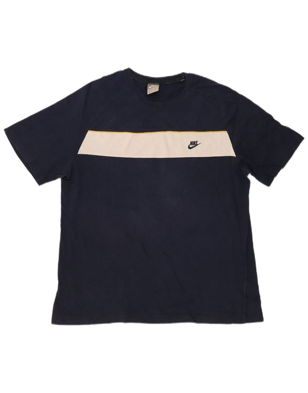 Мужская футболка Nike Top UK 42/44, большой темно-синий, хлопок с цветными блоками