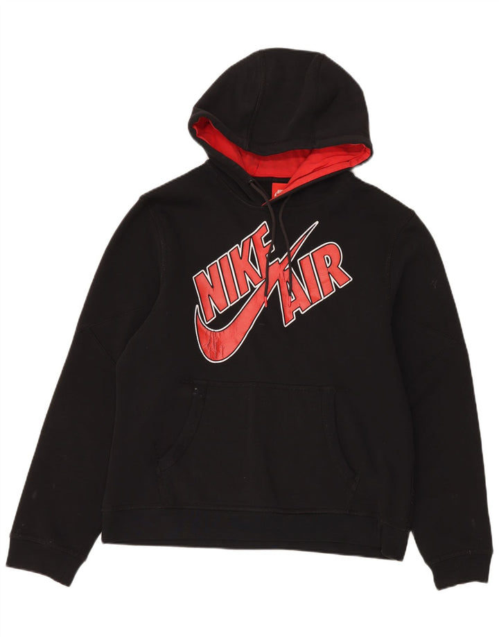 Мужской джемпер с капюшоном Nike Air с графическим рисунком, средний черный, хлопковый