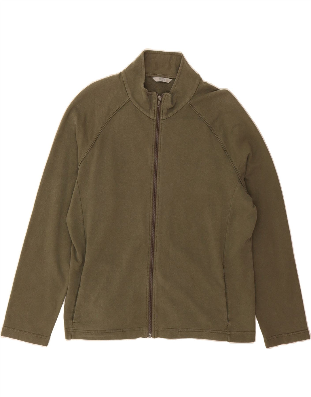 MARKS & SPENCER Womens Tracksuit Top Jacket UK 20 2XL Khaki Cotton Vintage Marks & Spencer and Second-Hand Marks & Spencer from Messina Hembry 