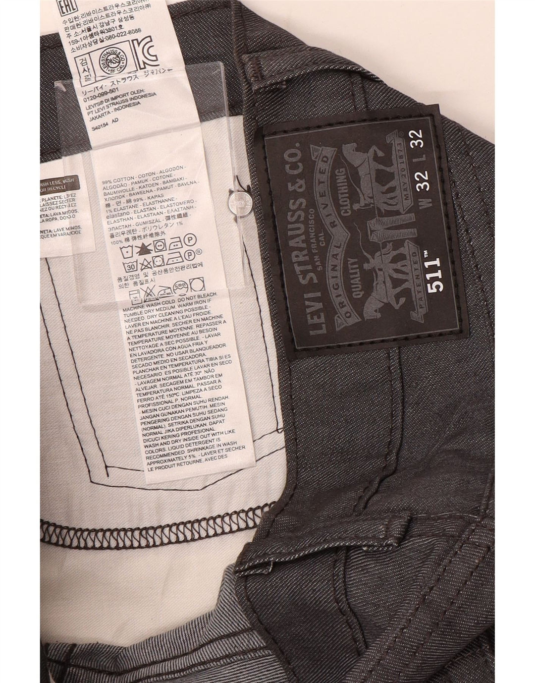 Мужские джинсы LEVI'S 511 Slim W32 L32 Темно-синие, хлопок