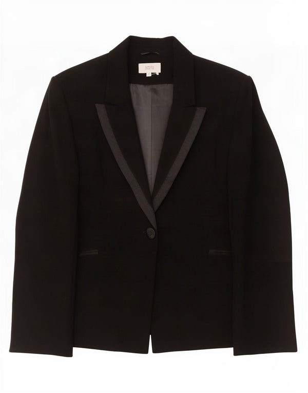 Женский пиджак на 1 пуговице Marks & Spencer UK 22 3XL, черный ацетат
