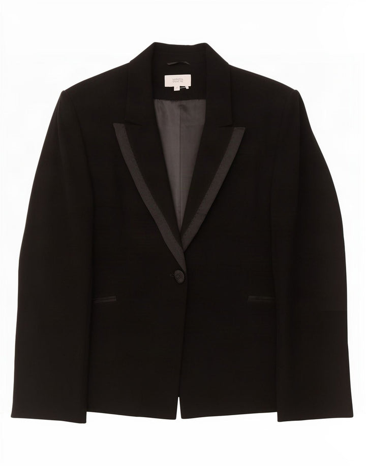 Женский пиджак на 1 пуговице Marks & Spencer UK 22 3XL, черный ацетат