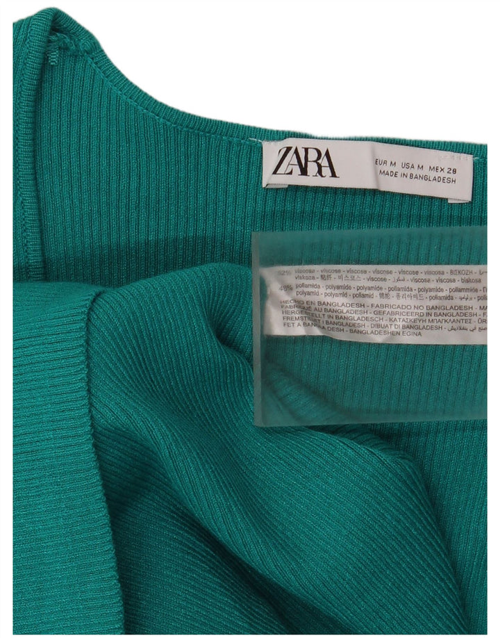 Женское облегающее платье макси с длинными рукавами Zara UK 12, средний зеленый цвет, вискоза