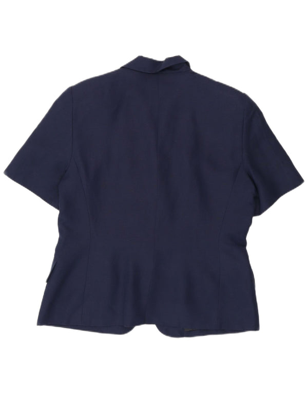 Ferre Womens 001 1 Button Short Sleeve Blazer Jacket UK 18 XL Navy Blue