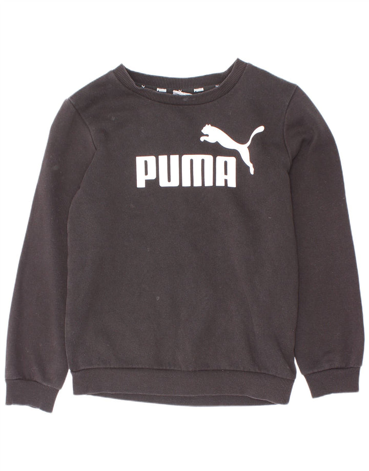 Джемпер с рисунком Puma для мальчиков 7-8 лет, черный хлопок