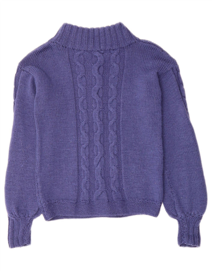 ВИНТАЖНЫЙ женский джемпер с высоким воротником, Великобритания, 10, маленький, темно-синий