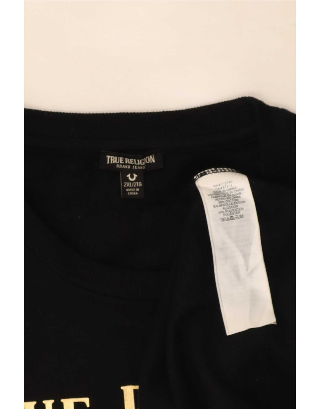 Мужской свитшот с рисунком True Religion, 2XL, черный, хлопок