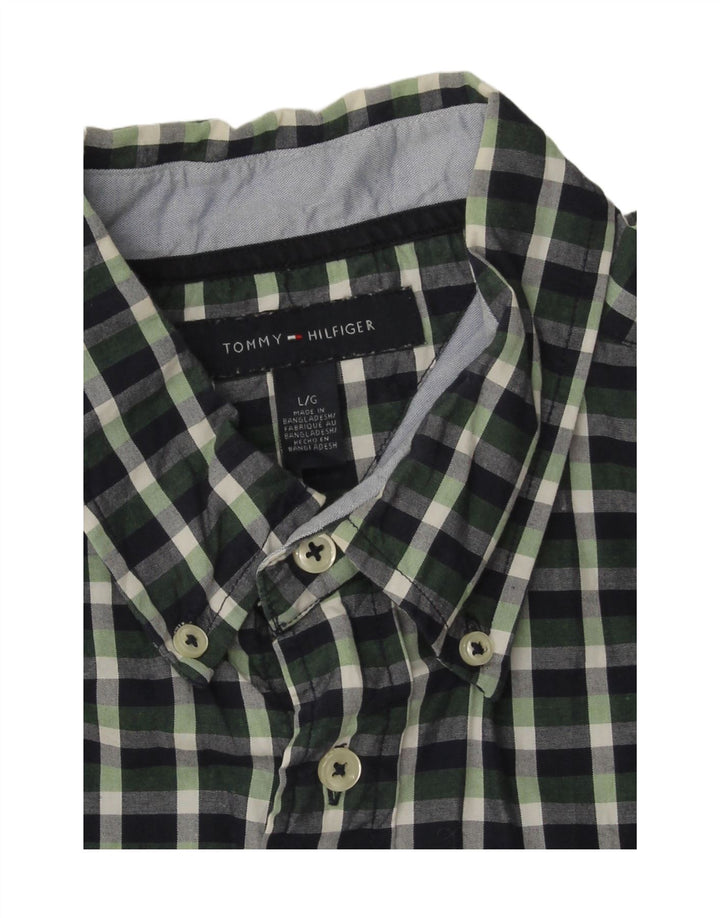 TOMMY HILFIGER Mens Shirt Large Green Check Vintage Tommy Hilfiger and Second-Hand Tommy Hilfiger from Messina Hembry 