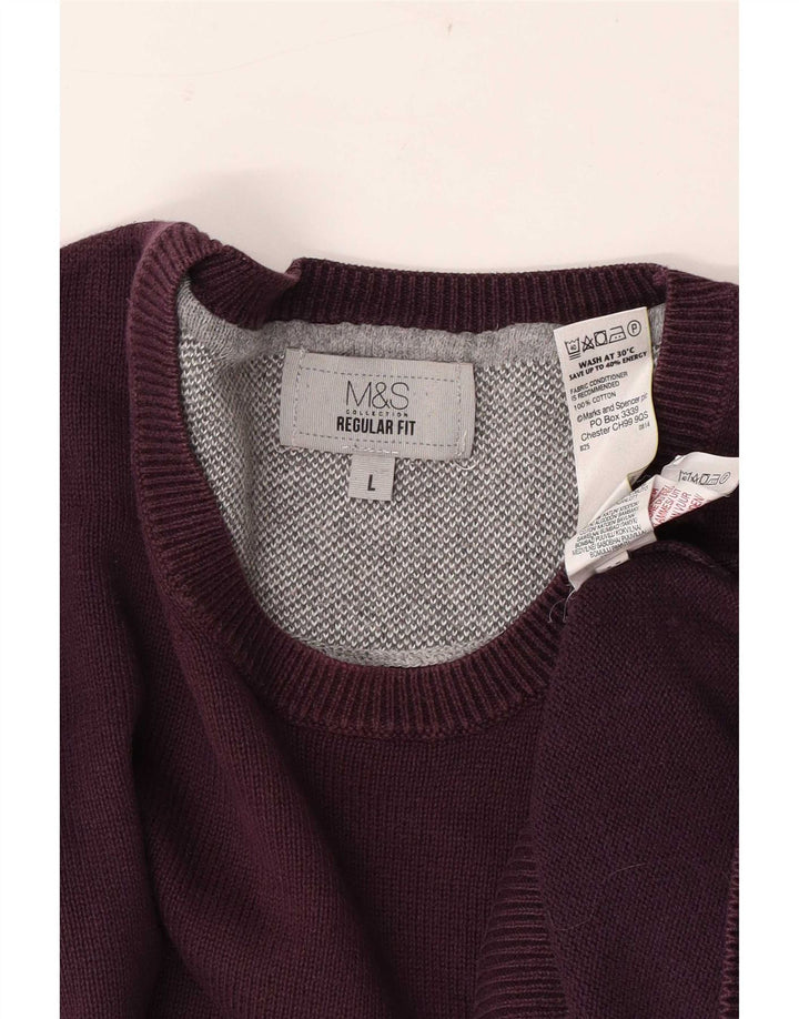 Мужской джемпер стандартного кроя с круглым вырезом Marks & Spencer, большой бордовый