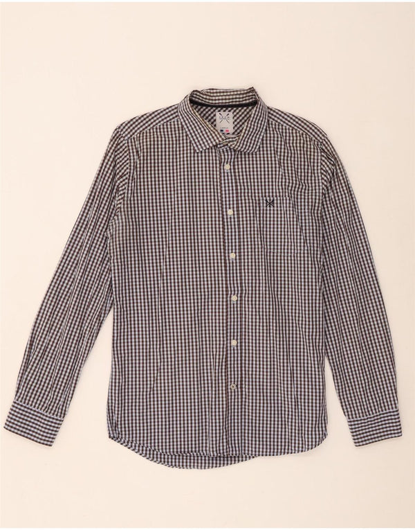 Crew Clothing Мужская рубашка по индивидуальному заказу, большая коричневая клетчатая рубашка из хлопка