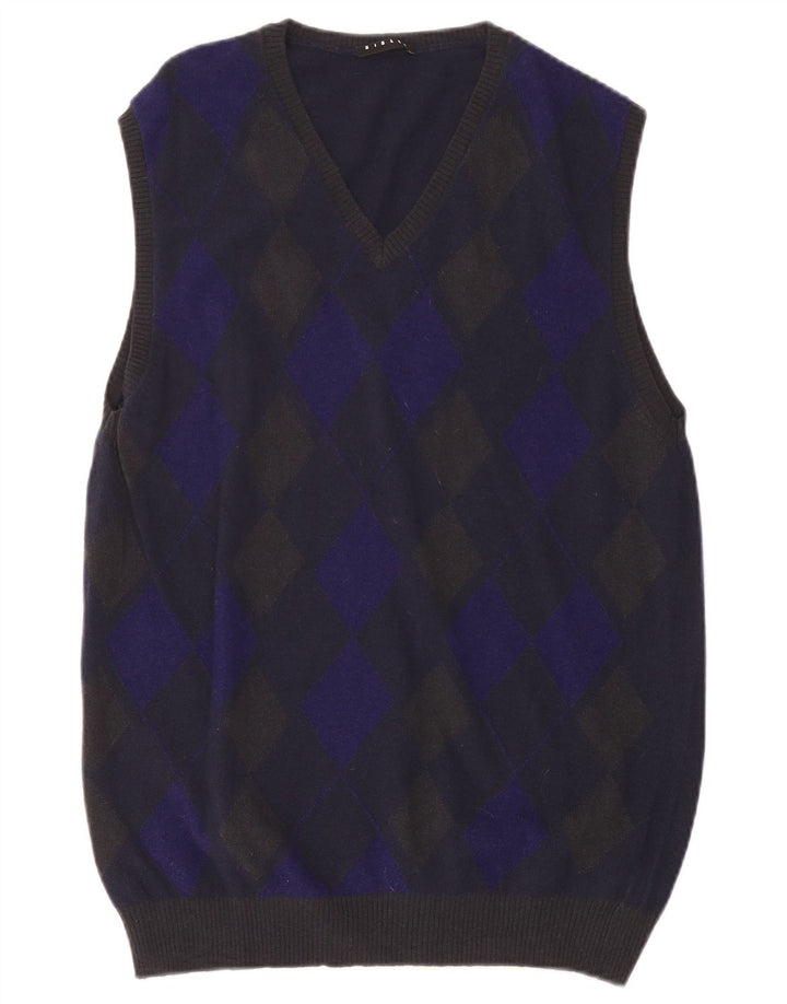 Мужская майка SISLEY Vest Tank Top XL Темно-синяя Шерсть Argyle/Diamond
