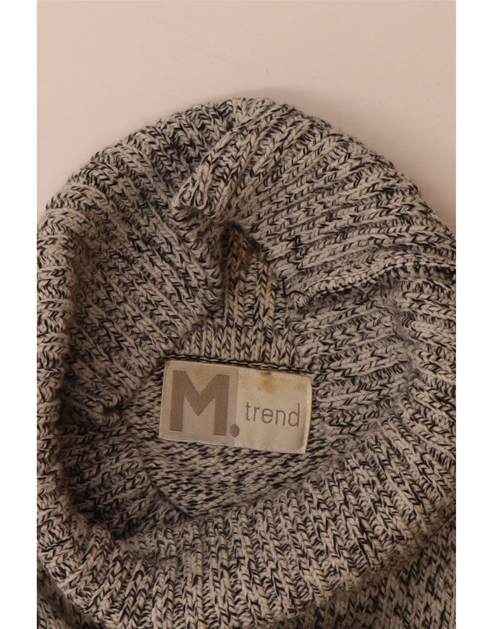 Мужской свитер VINTAGE с высоким воротником 2XL, серый акрил с жаккардовым узором