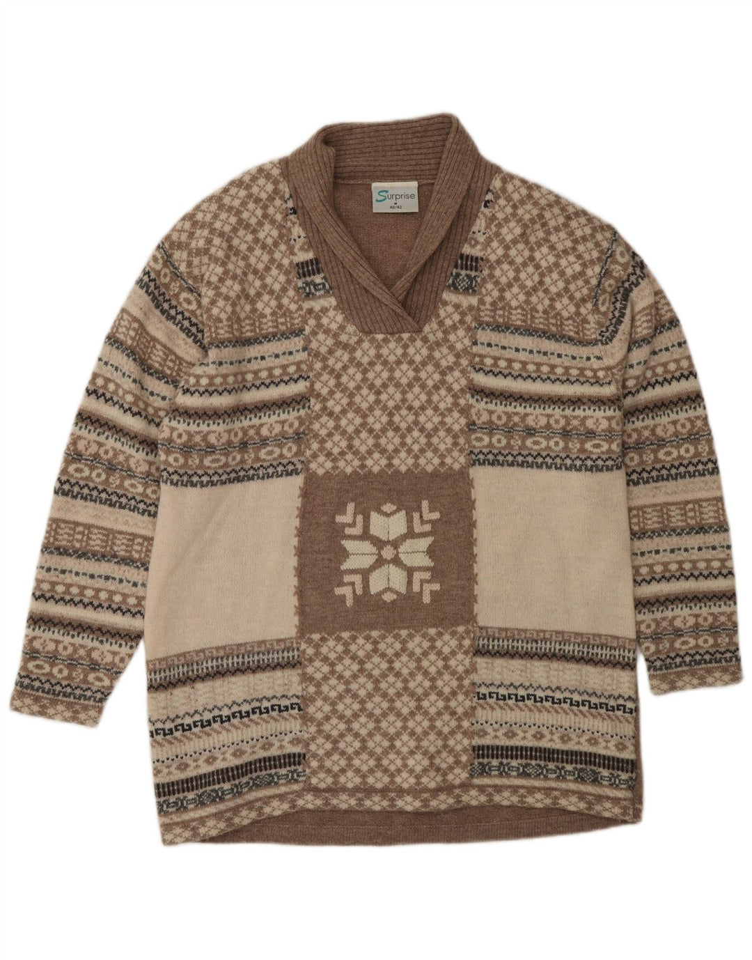 Женский джемпер свободного кроя SURPRISE с отложным воротником, свитер IT 40/42, средний бежевый