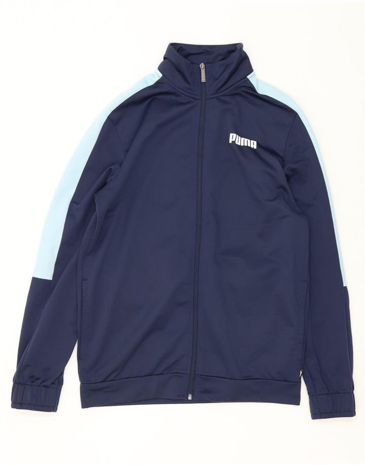Мужской спортивный костюм Puma, верхняя куртка, маленький темно-синий, полиэстер с цветными блоками